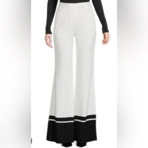 NWT Elie Saab White and Black Crepe Trousers